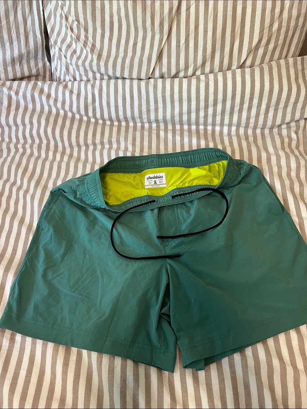 Chubbies Green Swim Shorts with Neon Yellow Liner